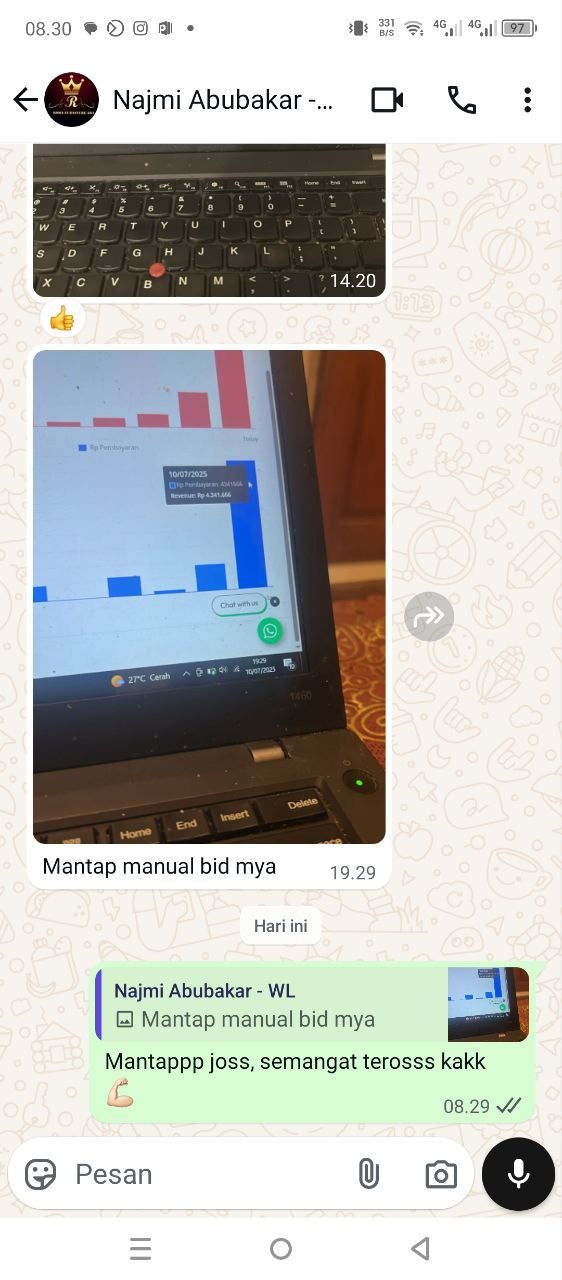 Chat WhatsApp peserta setelah sesi konsultasi private